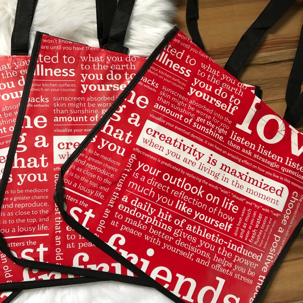 Lululemon reusable shopping totes handbags Red new - Picture 4 of 7